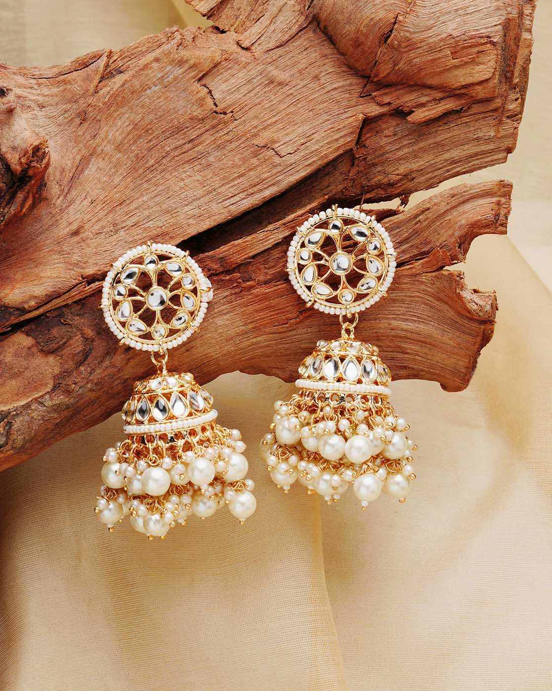 Buy White Earrings for Women by ZAVERI PEARLS Online | Ajio.com