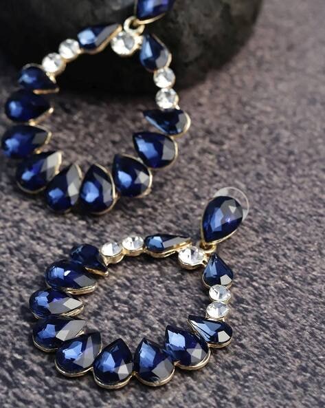 Iridescent Navy Blue Beaded Stud Earring – Kibibi Design