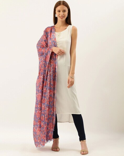 Floral Printed Tassel Silk Dupatta Price in India