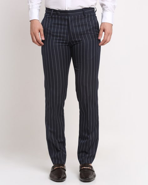 Indian Needle Men's Red Cotton Striped Formal Trousers – Jompers