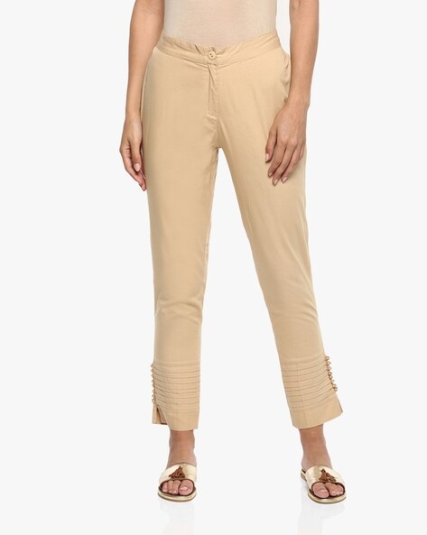 High-Rise Flat-Front Pants with Button Fly Price in India