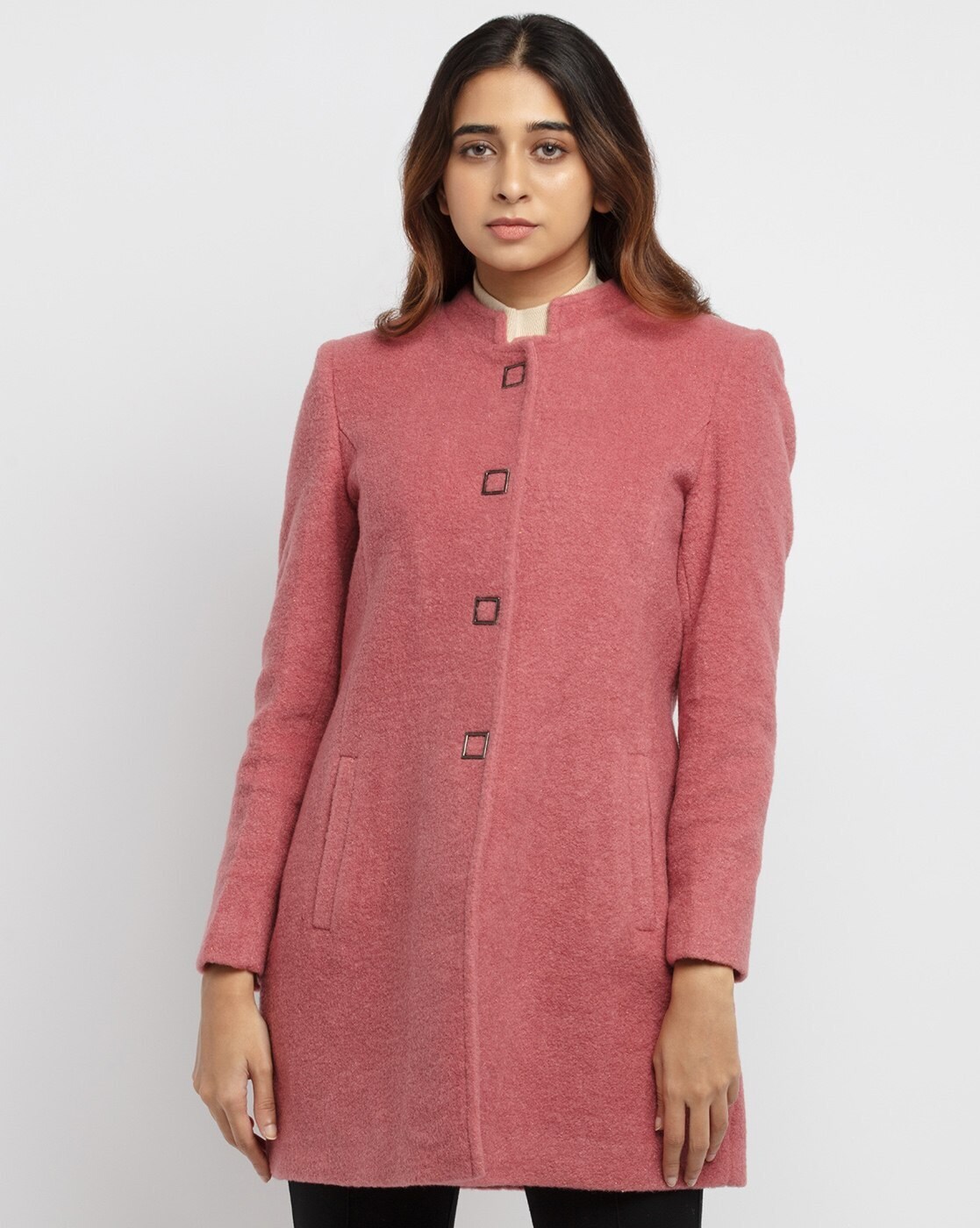 Coat - Status Quo Double Breasted Trench Coat in Wine