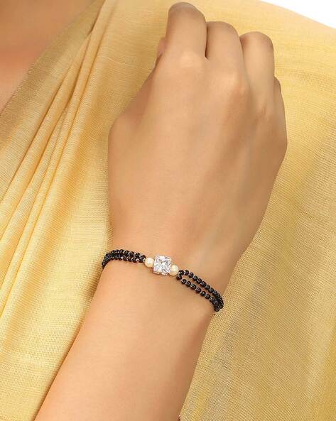 fcity.in - Molika Black Beaded Hand Mangalsutra Bracelet For Women / Allure