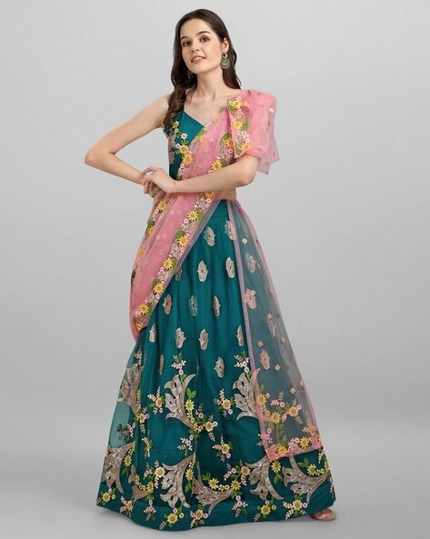 Peacock green Lehenga set – Kuro Clothing India