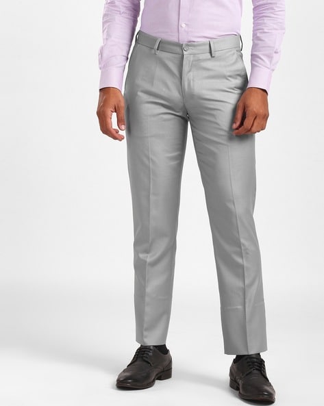 Buy Textured Tapered Fit Flat-Front Trousers Online at Best Prices in India  - JioMart.