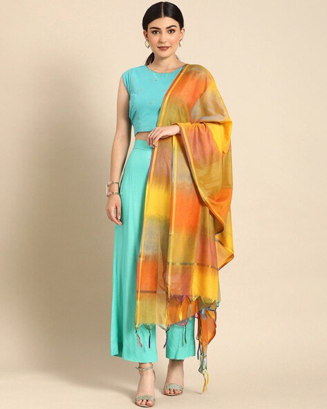 Abstract Printed Tassel Silk Dupatta Price in India
