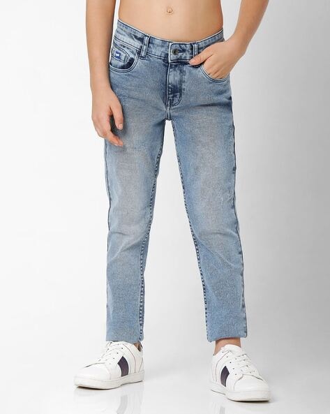 Washed Mid-Rise Jeans