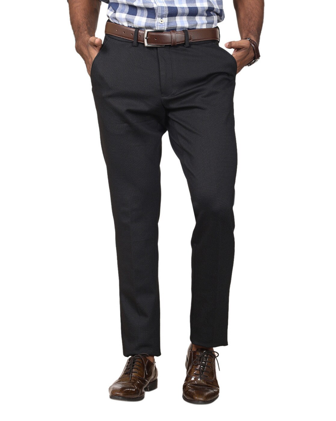 Knighthood by FBB Tailored Fit Flat Front Trousers Brown : Amazon.in:  Fashion