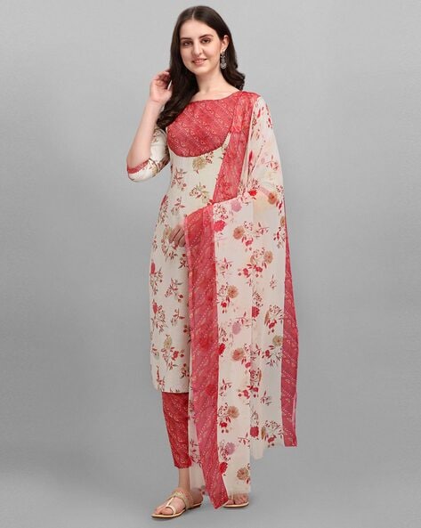 Floral Print Straight Kurta Set