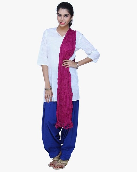 Textured Dupatta with Tassels Price in India