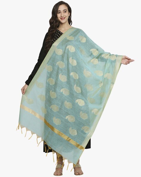 Paisley-Knit Dupatta with Tassels Price in India