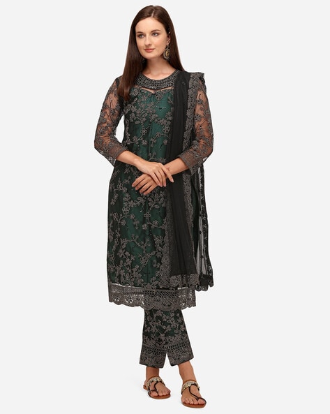 Embellished Unstitched Dress Material Price in India