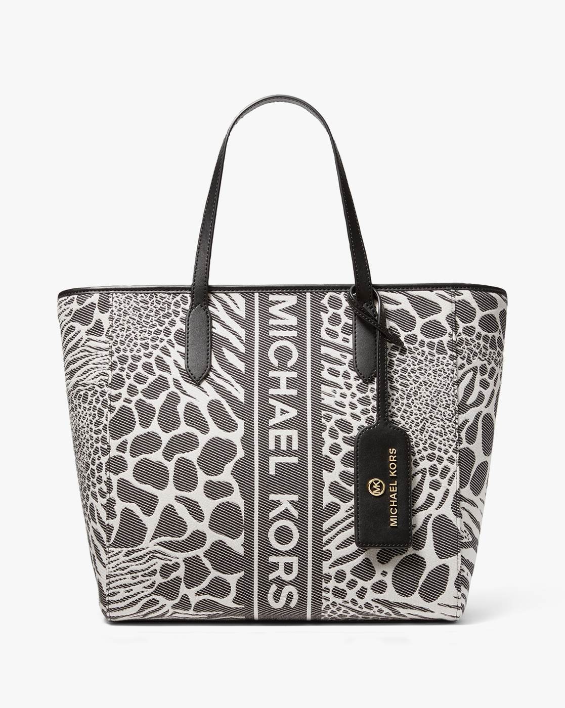 Michael kors black discount and white tote bag