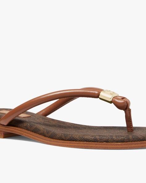Buy Michael Kors Lilo Logo Flip-Flops | Brown Color Women