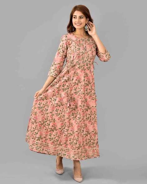 Buy Ecru Western Dress With Floral Print Online - W for Woman
