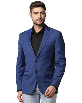 raymond blue check suit