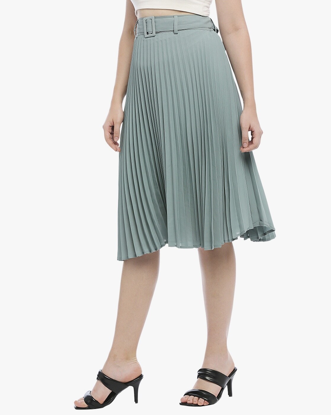 Green pleated skirt 2024 h and m