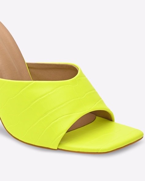 Buy Lemon Yellow Heeled Sandals for Women by Sneak-a-Peek Online | Ajio.com