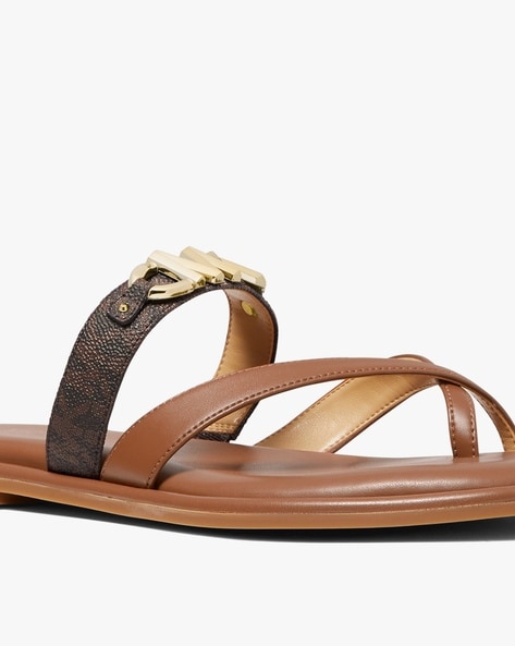 Michael kors kippy discount embellished leather slide sandal