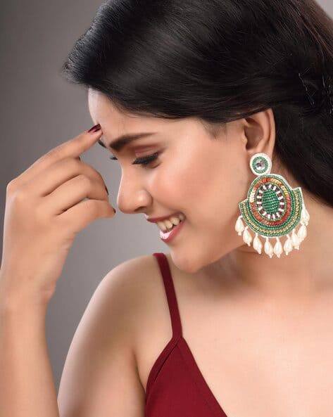 Saraf Rs Jewellery Artificial Beads Chandbali Earrings