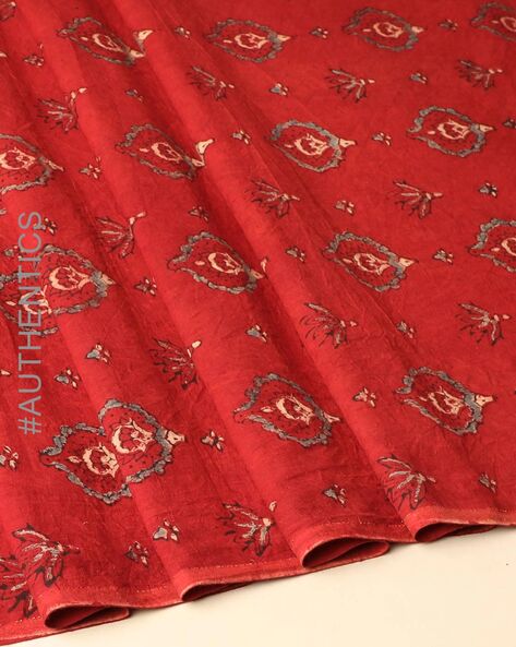 Kutch Handblock Print Ajrak Cotton Dress Material Price in India