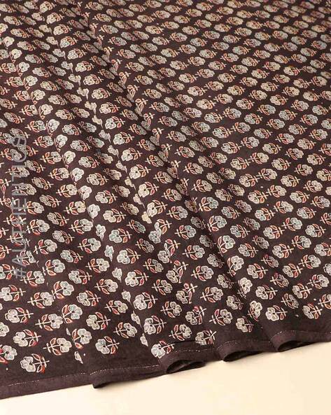Kutch Handblock Print Ajrak Cotton Unstitched Dress Material Price in India