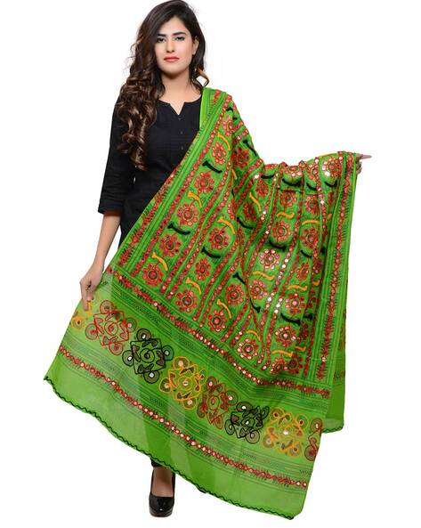 Embroidered Dupatta with Mirror Work Price in India