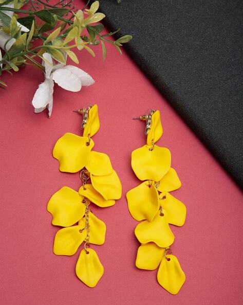 Buy online Yellow Floral Drop Earring from fashion jewellery for Women by  Unique Indian Crafts for ₹699 at 50% off | 2024 Limeroad.com