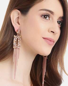 Flipkart.com - Buy memsaabfashions Latest trendy golden long earrings for  girls crystal earrings Crystal Alloy, Brass, Crystal Drops & Danglers  Online at Best Prices in India