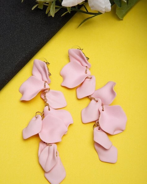Buy Pink Floral Beaded Drop Earrings Online  Odette