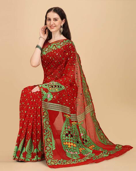 Buy Red Sarees for Women by WUXI Online