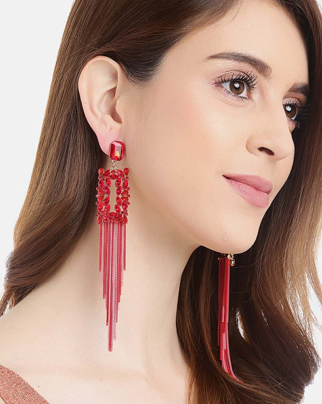 Long red 2025 tassel earrings