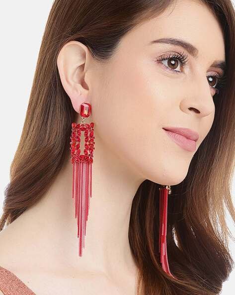 Red Circle with Fringe Earrings – KennaBee Boutique