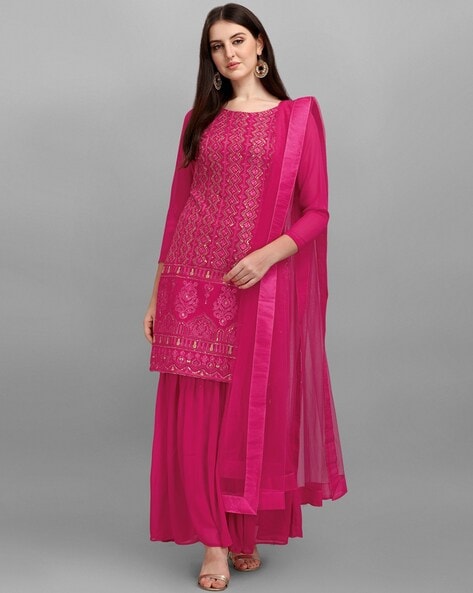 Embellished Semi-Stitched Dress Material Price in India