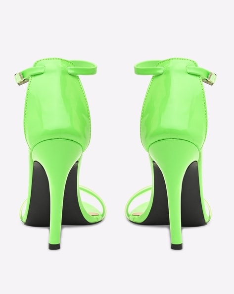 Green Satin Bow Heels Effortless Ankle Strap Stiletto Party Sandals |  Up2Step