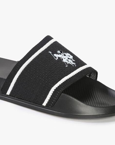 Black best sale polo slippers