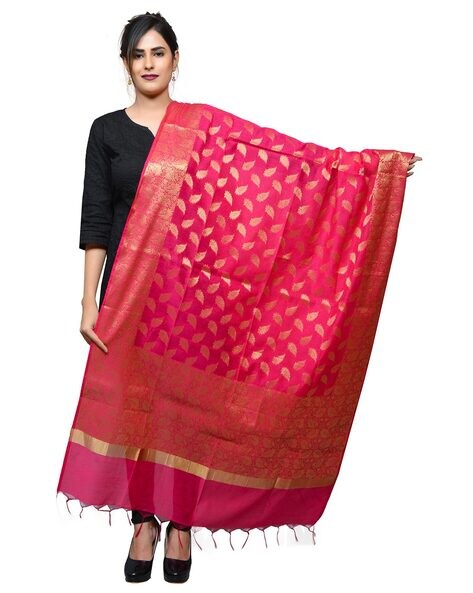 Leaf Woven Dupatta with Tassels Price in India
