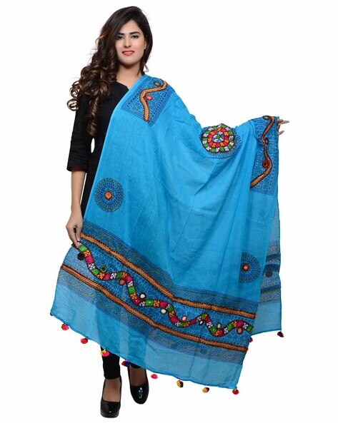 Pure Cotton Real Mirrorwork & Hand Embroidery Dupatta Price in India