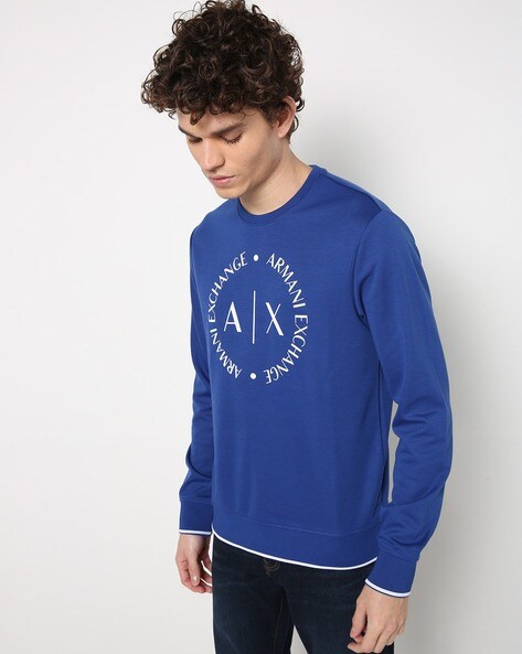 Top 75+ imagen armani exchange blue sweatshirt