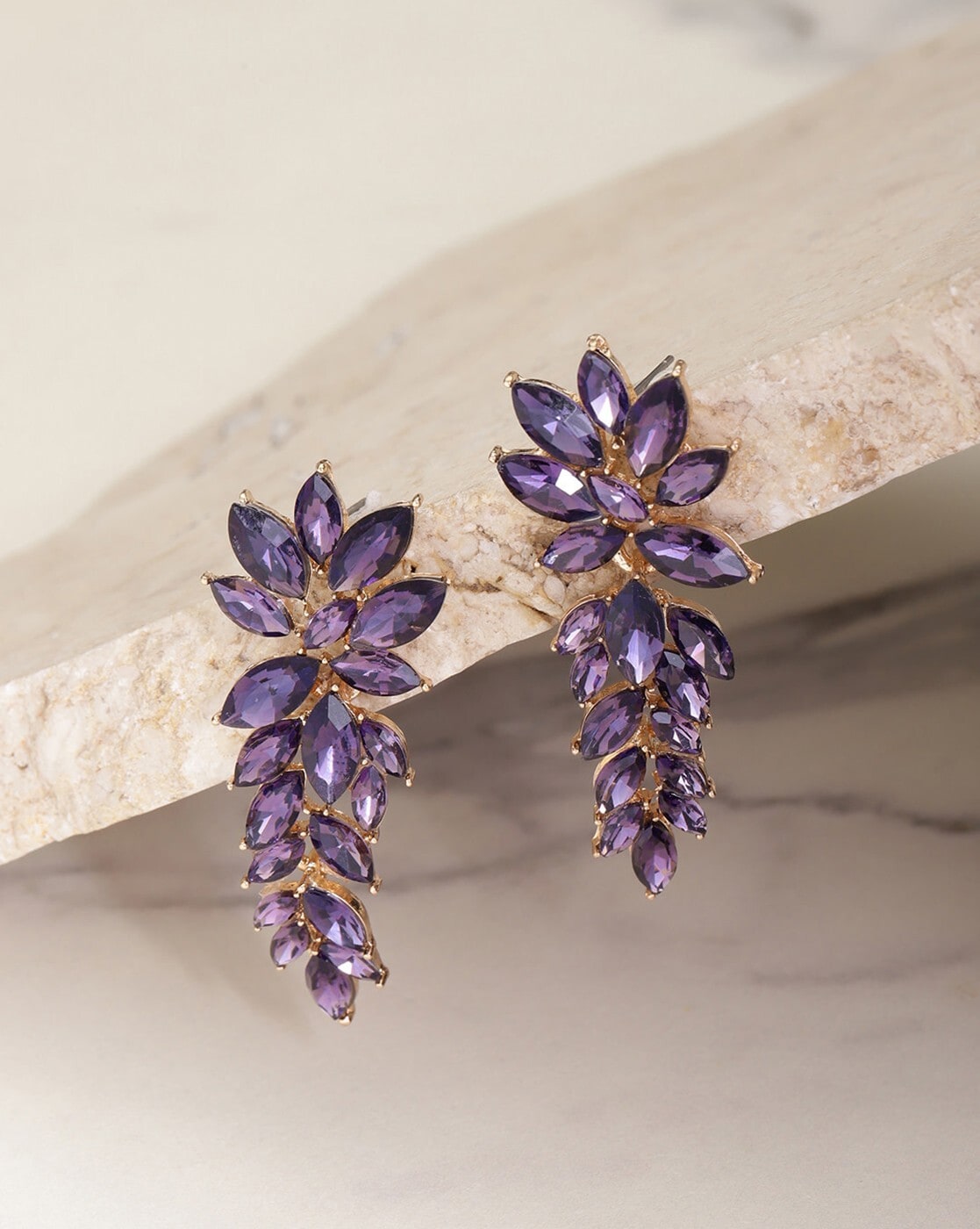 New Peacock shaped Beautiful Design Unique shape Jhumka Earrings Studs for  women and Girls Magenta Dark Purple color
