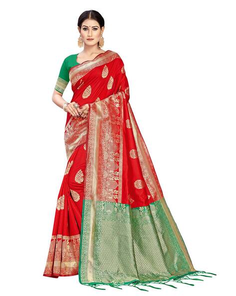 Buy Red and Yellow Silk Bandhani Saree Online : Australia -