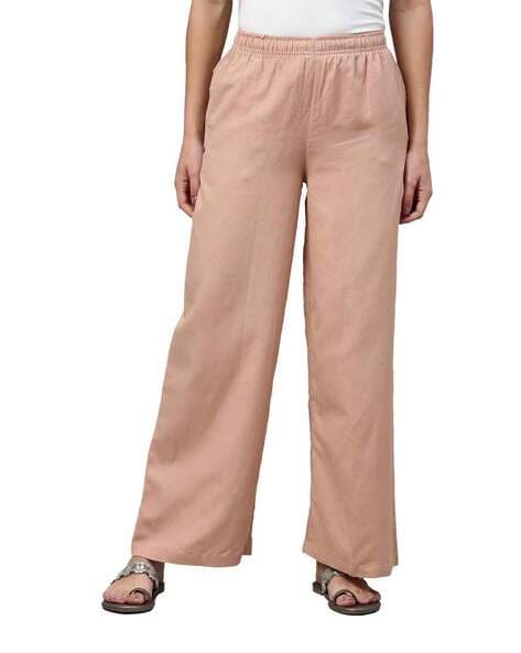 Women Solid Rust Comfort Fit Cotton Pants