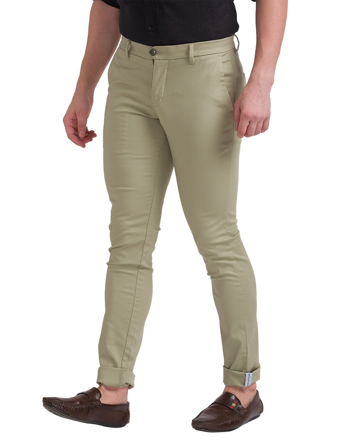 Buy Parx Men Beige Slim Fit Solid Regular Trousers - Trousers for Men  9803153 | Myntra