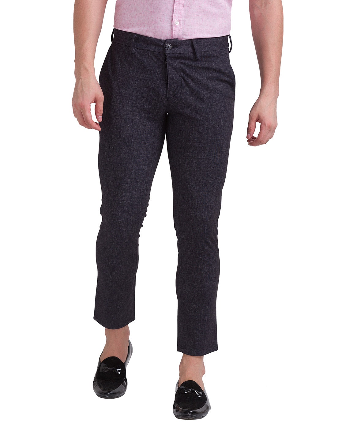 Buy Parx Men's Flat Front Super Slim Fit Medium Blue Casual Trouser at  Amazon.in