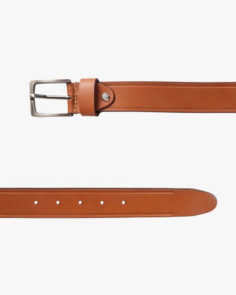 NETWORK Leather Belt with Pin-Buckle Closure For Men (Brown, 36)