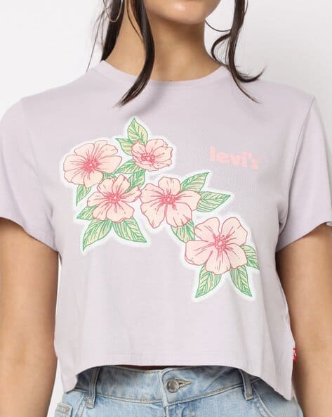 Floral Print Slim Fit Crew-Neck T-shirt view 3