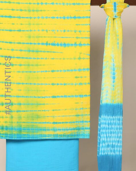 Shibori Hand Tie & Dye 3-piece Dress Material Price in India
