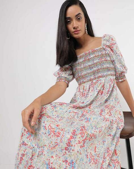Encrustd Printed Empire Tiered Dress