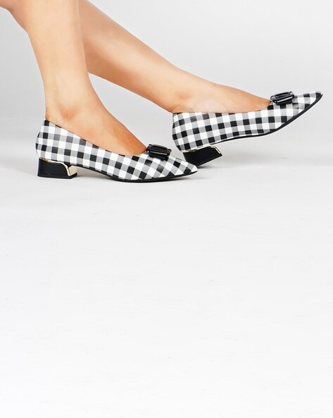 black white check shoes