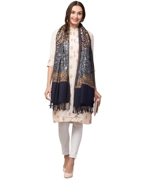 Paisley Print Stole with Tassels view 3